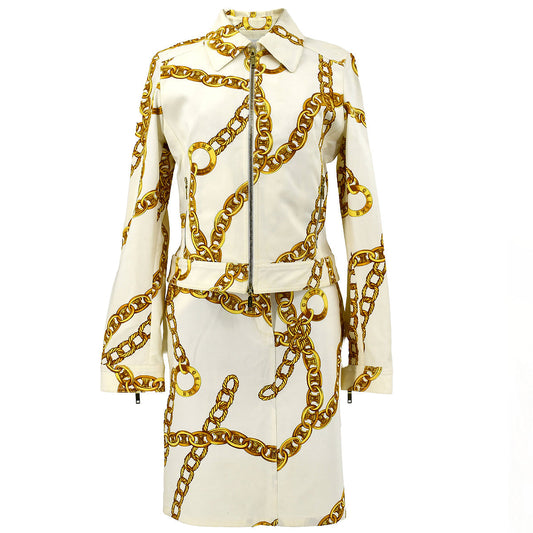 Celine 2000s Chain Print Skirt Suit #38