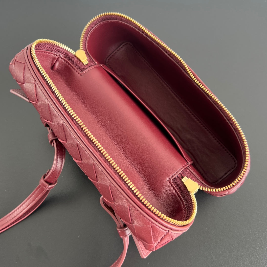 Bottega Veneta BANG BANG 22 VANITY CASE IN BURGUNDY RED CALFSKIN