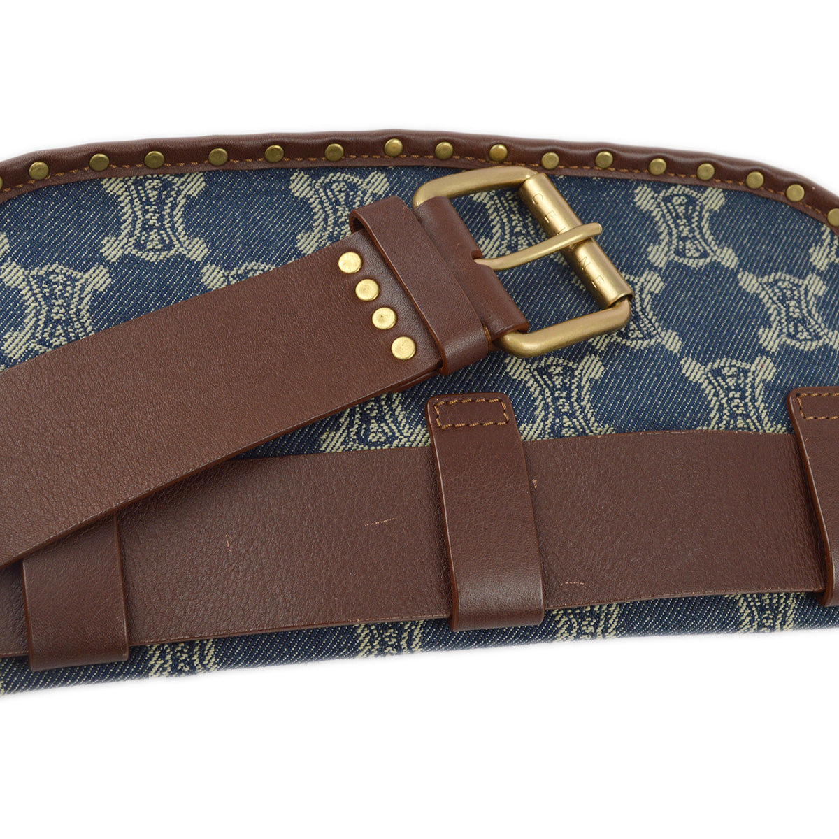 Celine Blue Denim Macadam Bum Bag Waist Pouch