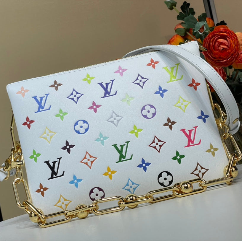 Louis Vuitton x TM Coussin BB 21cm White Multicolor Monogram-embossed Lambskin