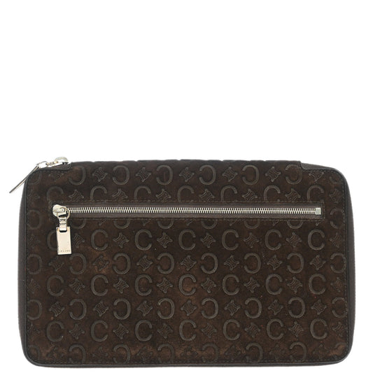 Celine Brown Suede Macadam Pouch Wallet
