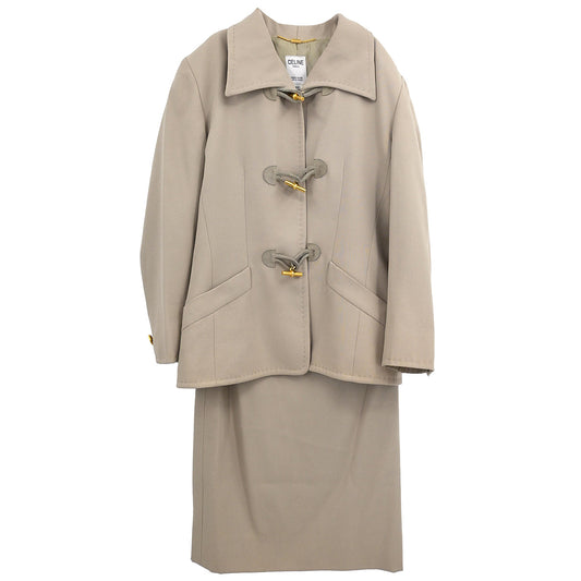 Celine Jacket Skirt Suit Set Beige #40