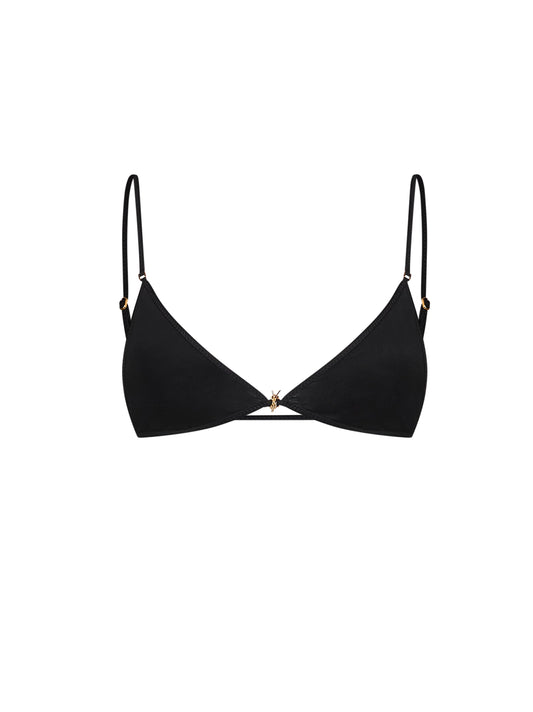 Saint Laurent Women Black Stretch Viscose Triangle Bra