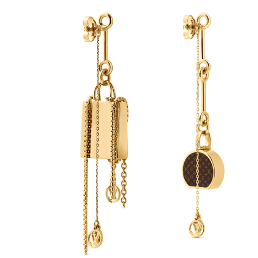 Louis Vuitton MONOGRAM CANVAS MINI MISMATCHED EARRINGS GOLD