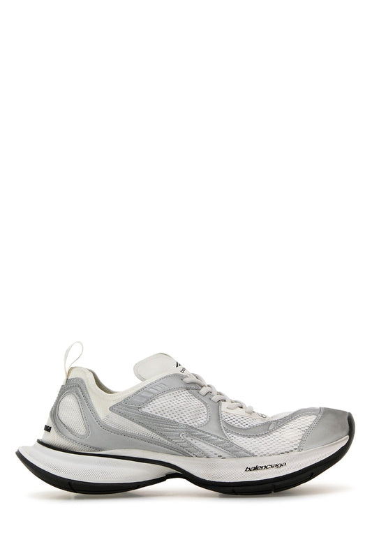 Balenciaga Men White Mesh And Rubber Circuit Sneakers