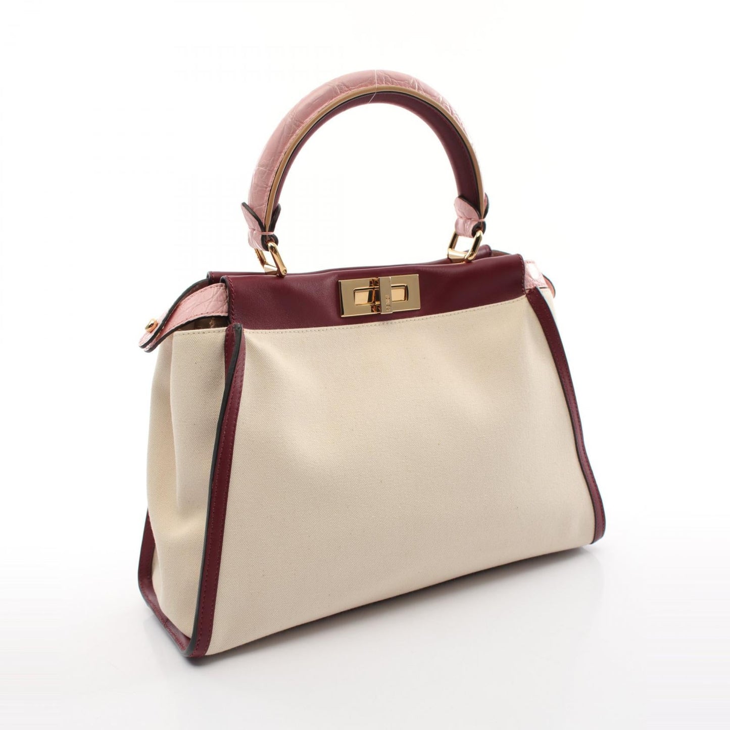 Fendi Peekaboo Canvas Leather Handbag 8BN290
