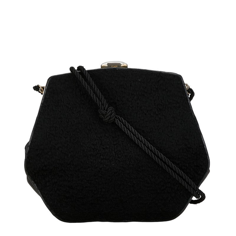 Fendi Sheepskin Shoulder Bag Black