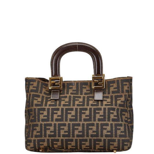 Fendi Zucca Canvas Leather Handbag