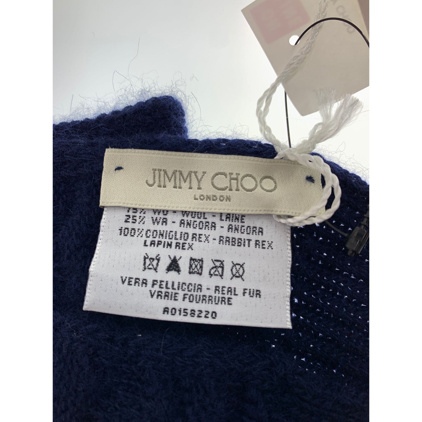 JIMMY CHOO/Muffler Scarf/NVY/Wool