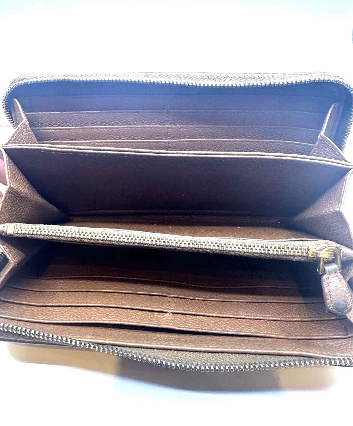 PRADA Continental Camel Leather Solid Wallet