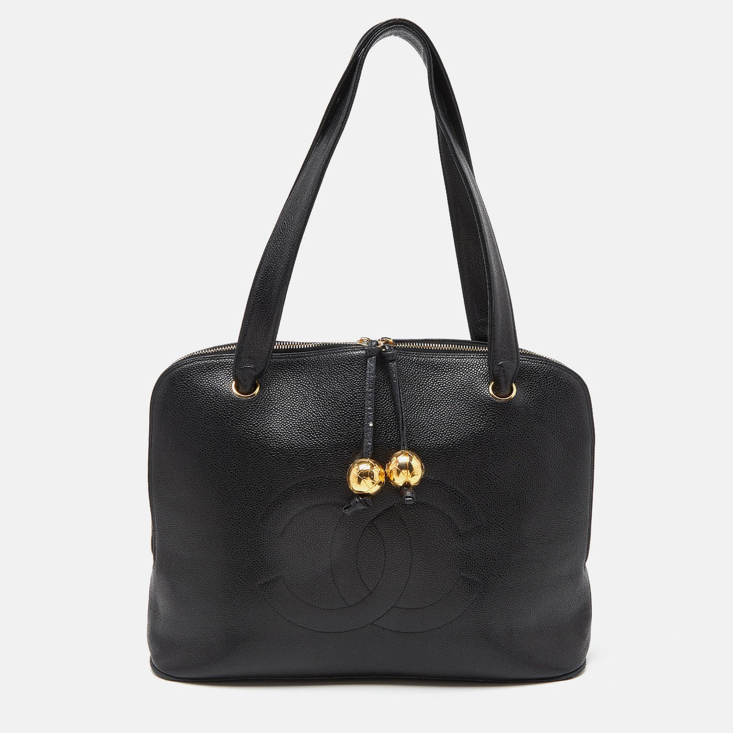 Chanel Black Caviar Leather Vintage CC Timeless Satchel
