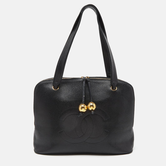 Chanel Black Caviar Leather Vintage CC Timeless Satchel