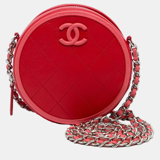 Chanel Red Color Pop CC Round Crossbody Bag