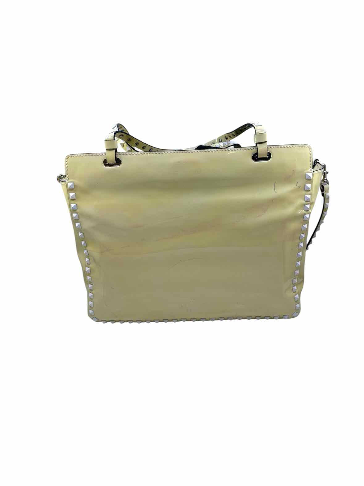 VALENTINO Yellow Patent Leather Solid Handbag