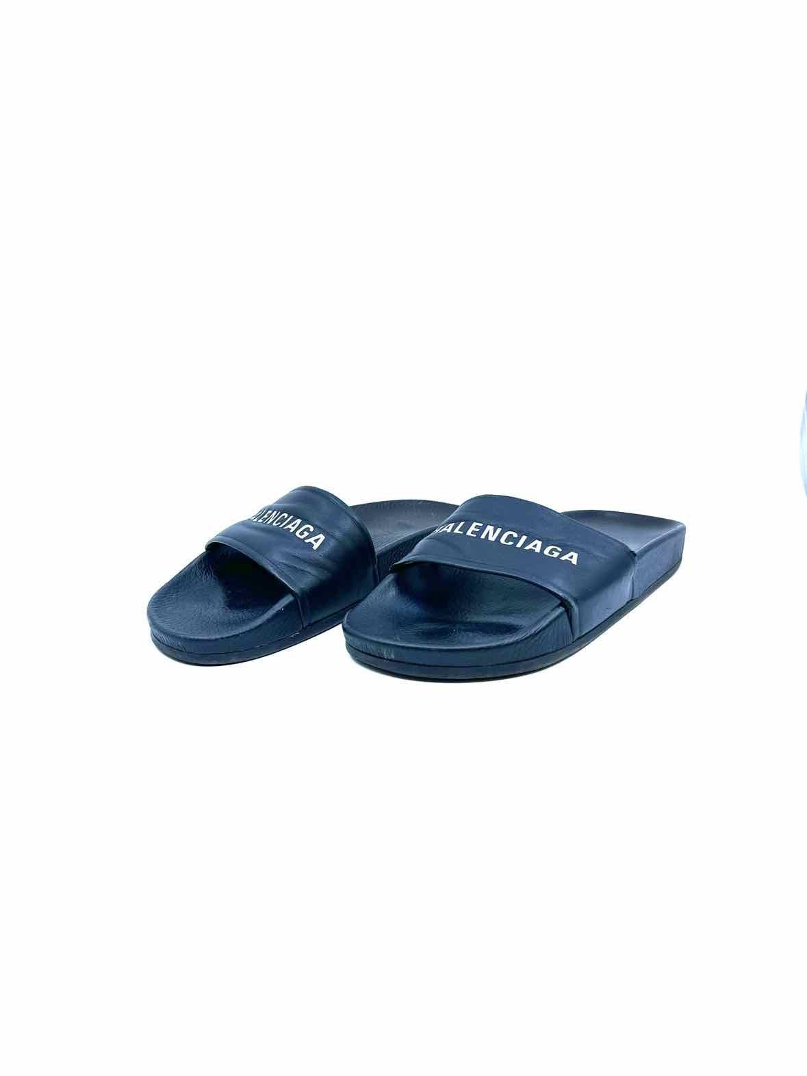 BALENCIAGA Size 6 Black Leather Solid Sandals