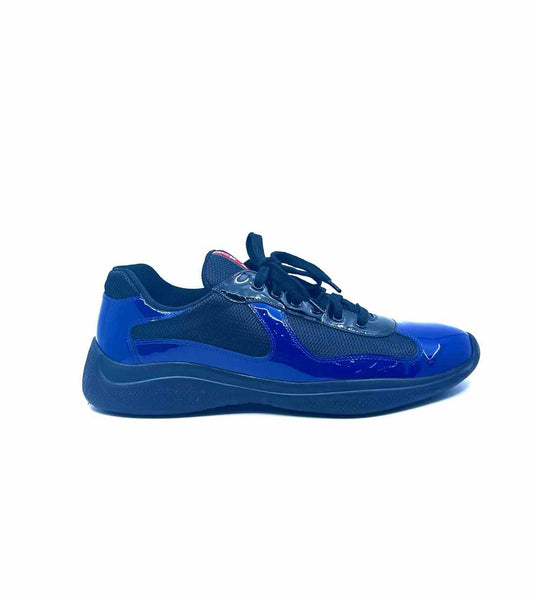 PRADA Size 12 Black & Blue Men's Sneakers