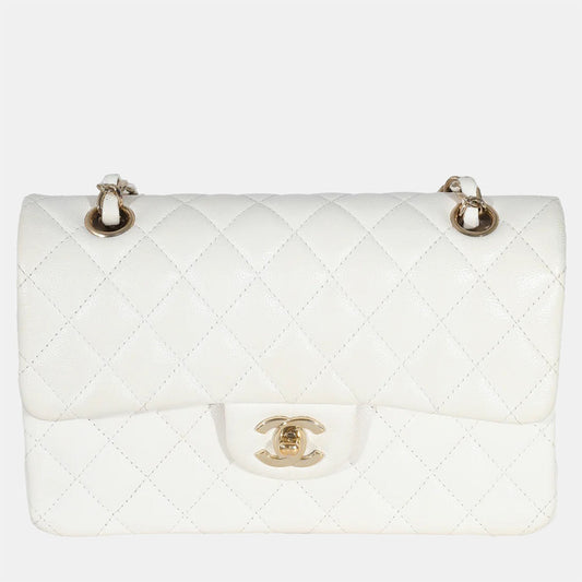 Chanel White Quilted Caviar Small Classic Double Flap Bag