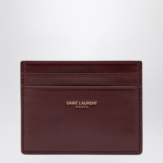 Saint Laurent Dark Ruby Leather Credit Card Holder Women