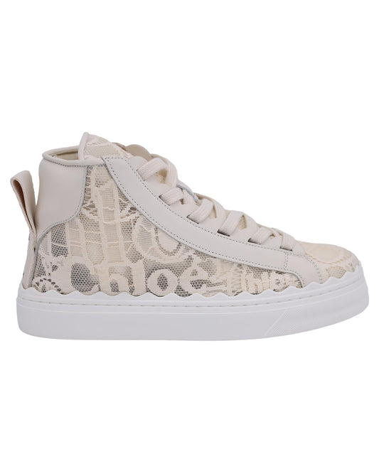 Chloe Courts HighTop Lace Sneakers Women White | Ecru 7 white | ecru