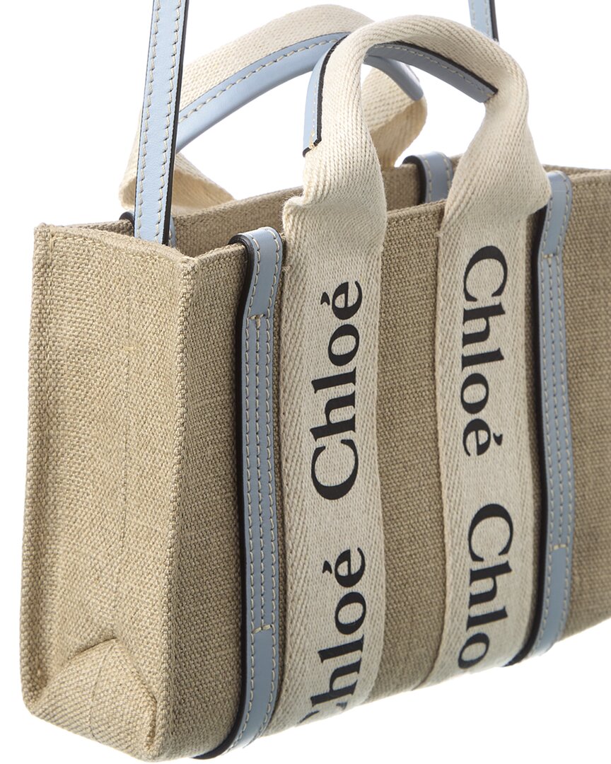Chloe Woody Mini Canvas & Leather Tote