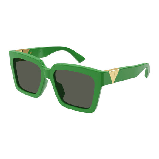 Bottega Veneta Square Full Rim, with a Green frame and Grey Toned Green lens. Green