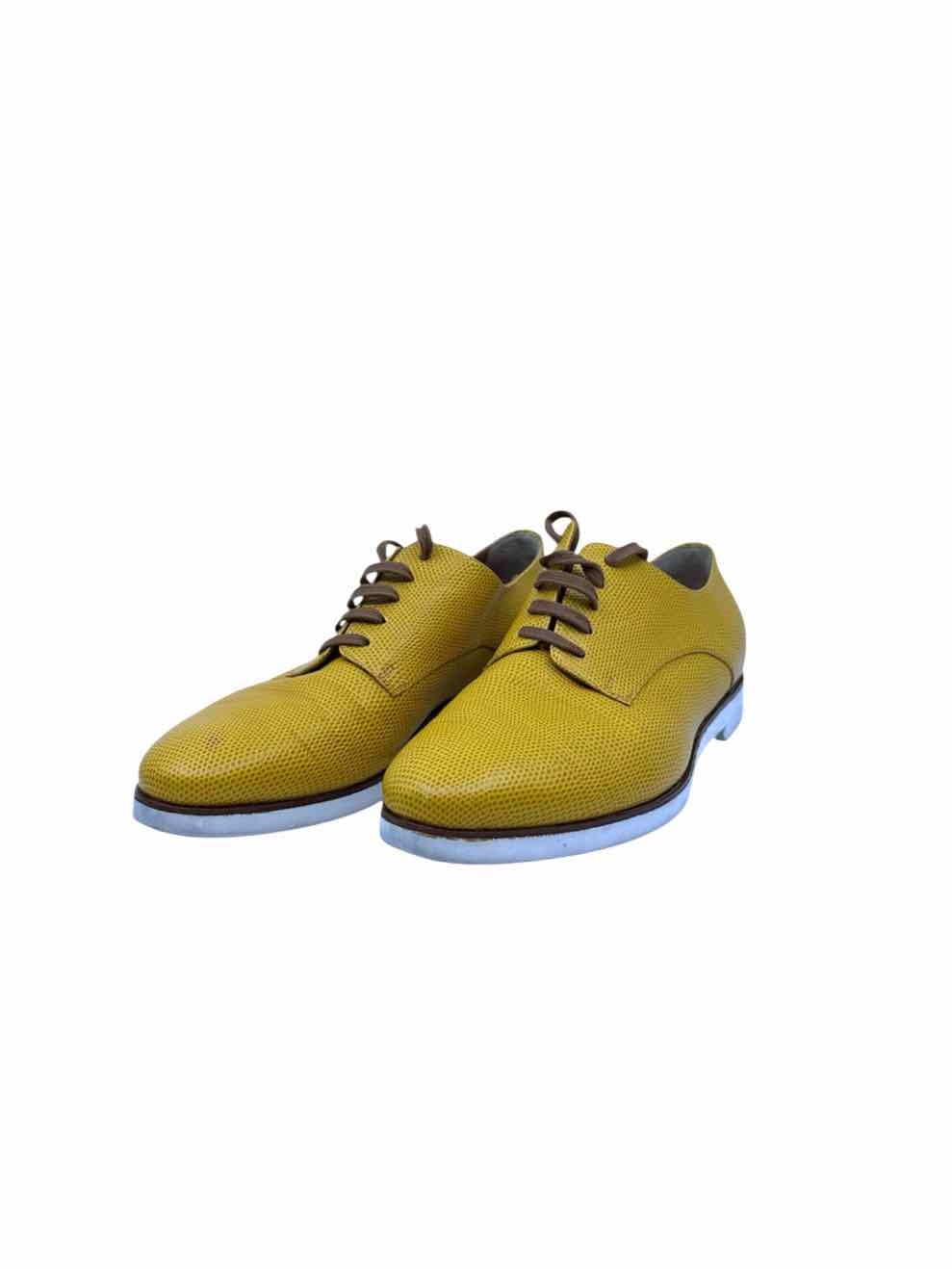 FENDI Size 8.5 Mustard Lizard Oxfords