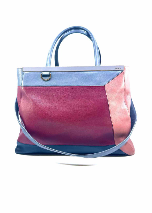 FENDI Maroon, Grey Leather Geometric Handbag
