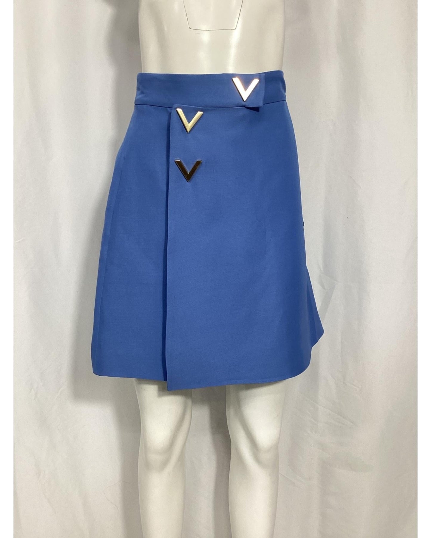 Valentino Garavani ALine Mini Skirt with VShaped Buttons Women Blue