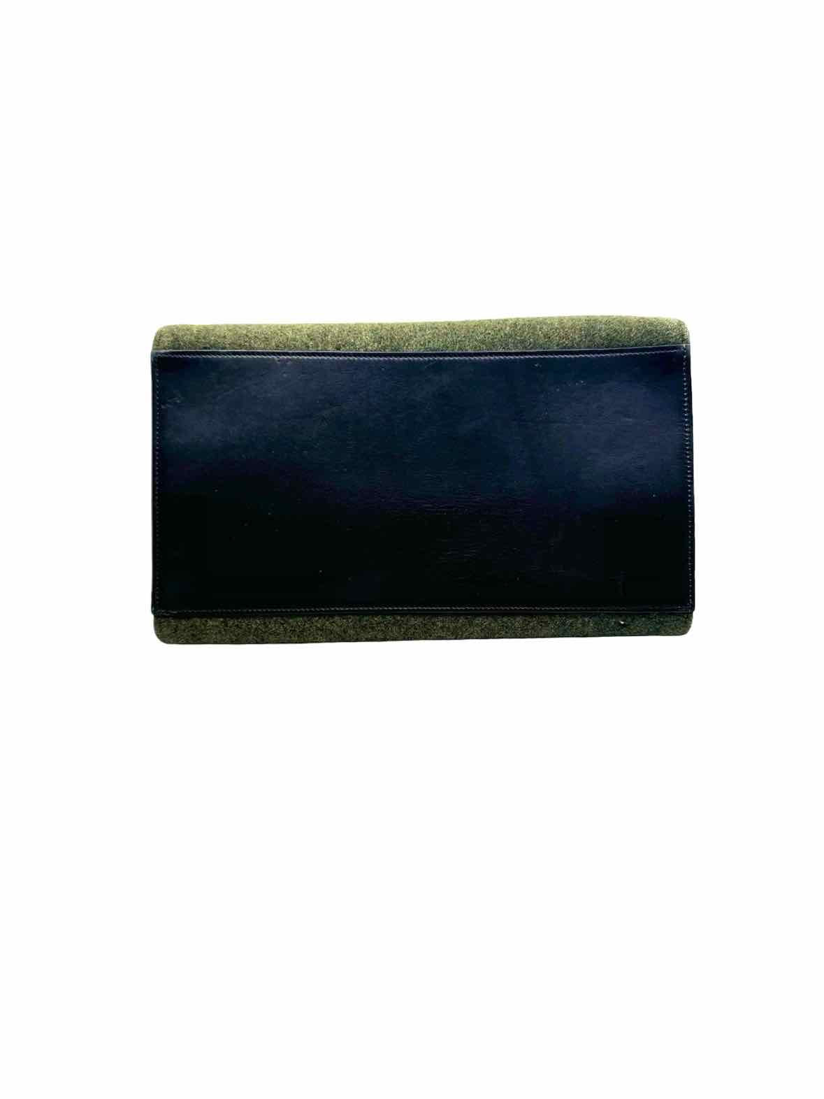 CELINE Black & Grey Wool Leather Handbag