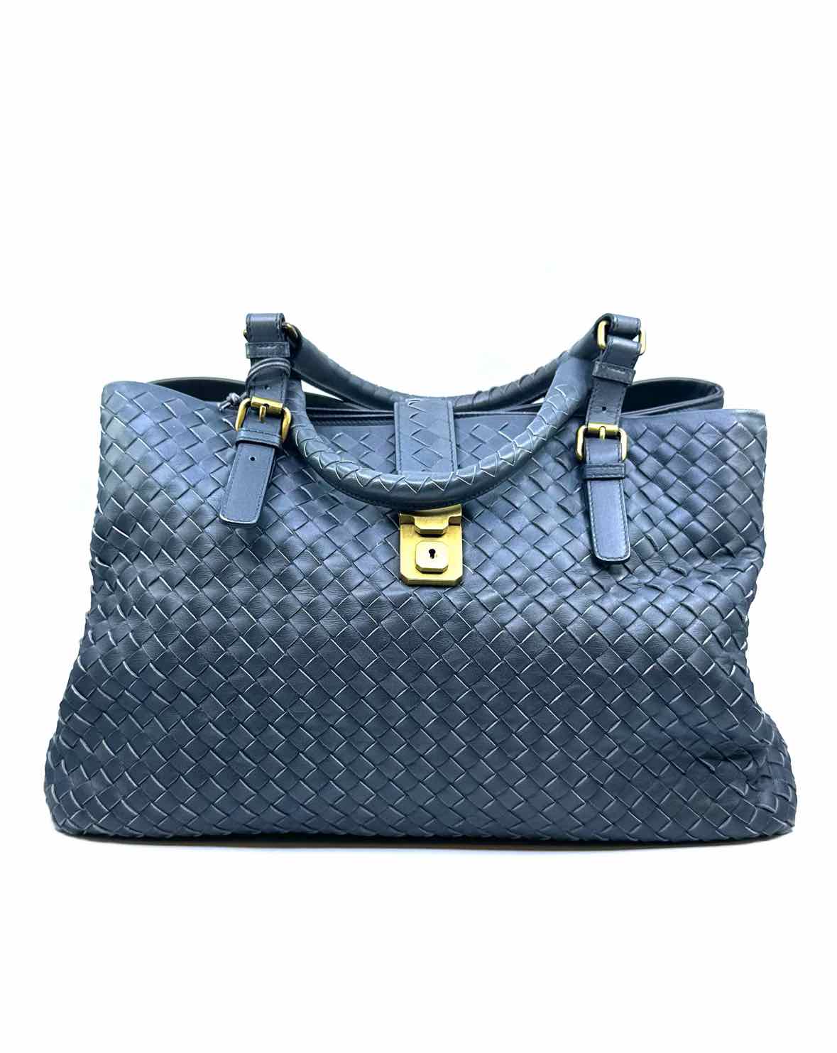 BOTTEGA VENETA Grey Leather Woven Handbag