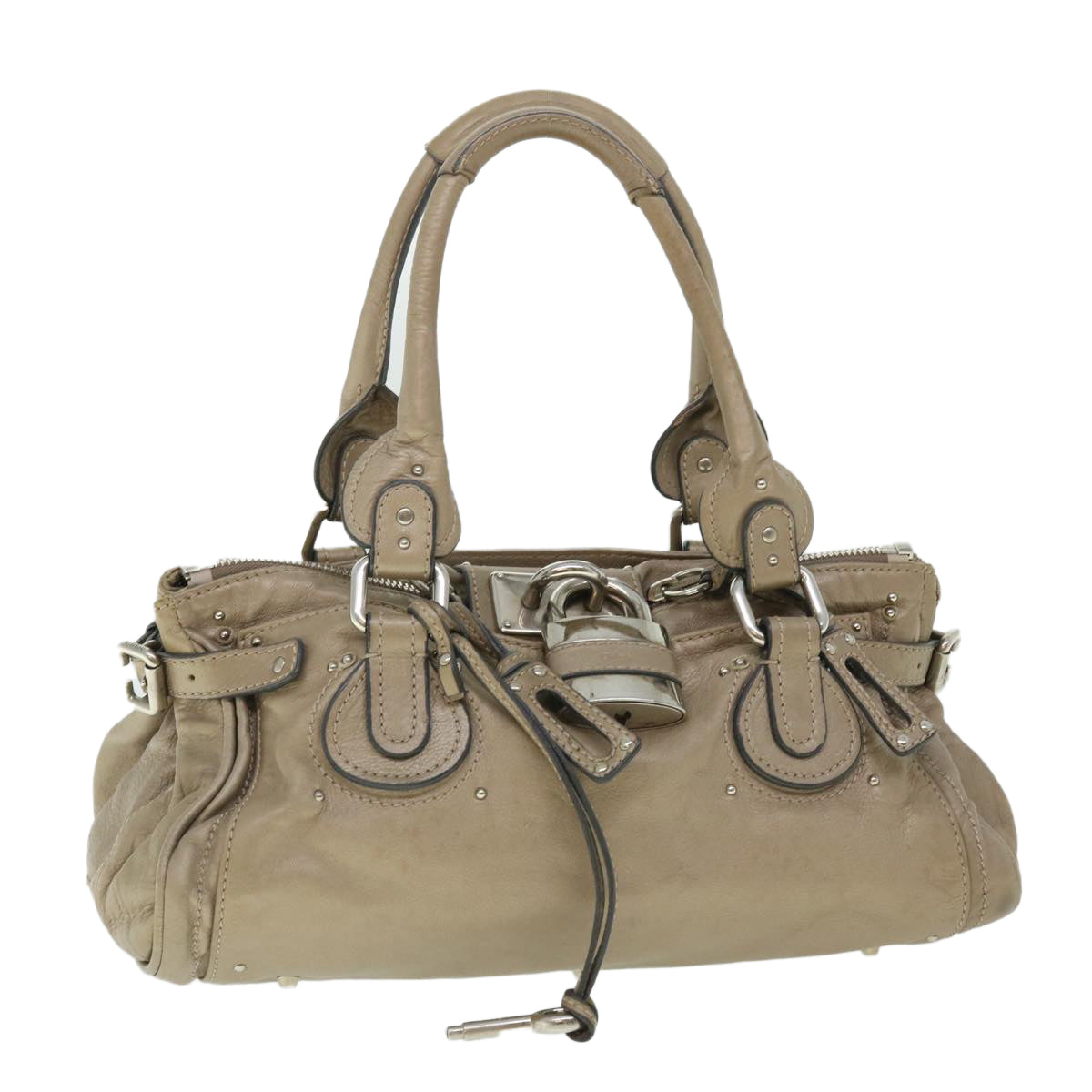 Chloe Paddington Hand Bag Leather Beige 53740