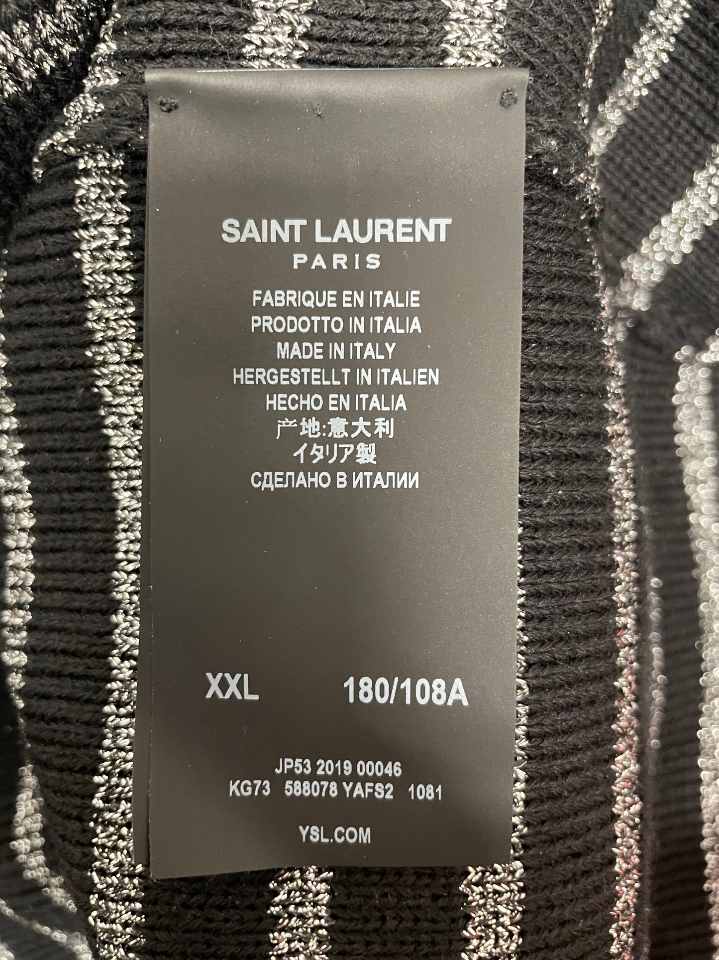 SAINT LAURENT/Sweater/XXL/Stripe/Cotton/SILVER STRIPE