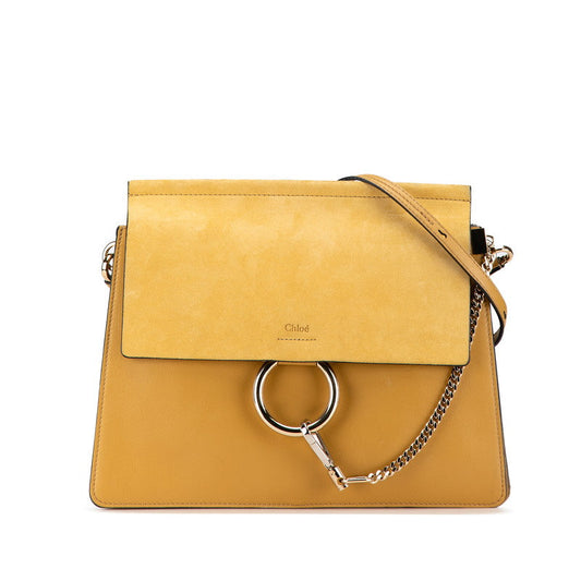 Chloe Faye Leather Suede Shoulder Bag Yellow