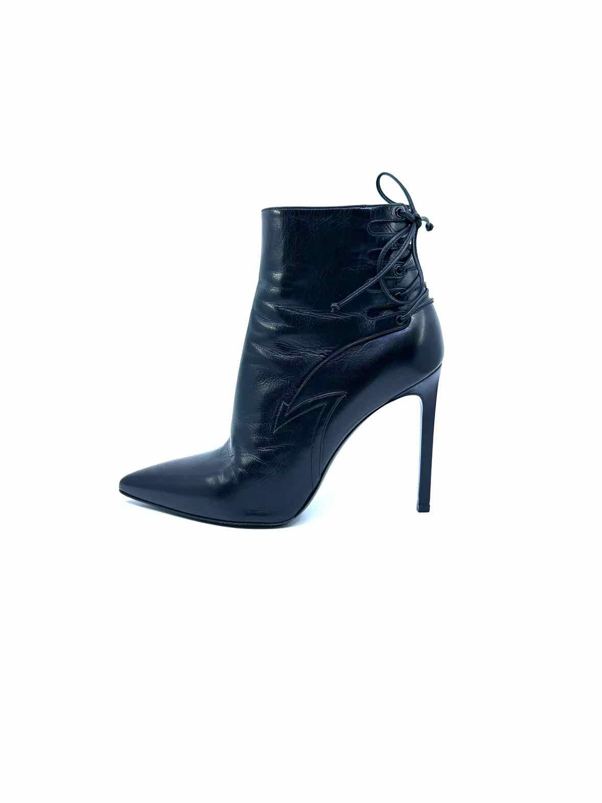 SAINT LAURENT Size 8.5 Black Leather Ankle Boot