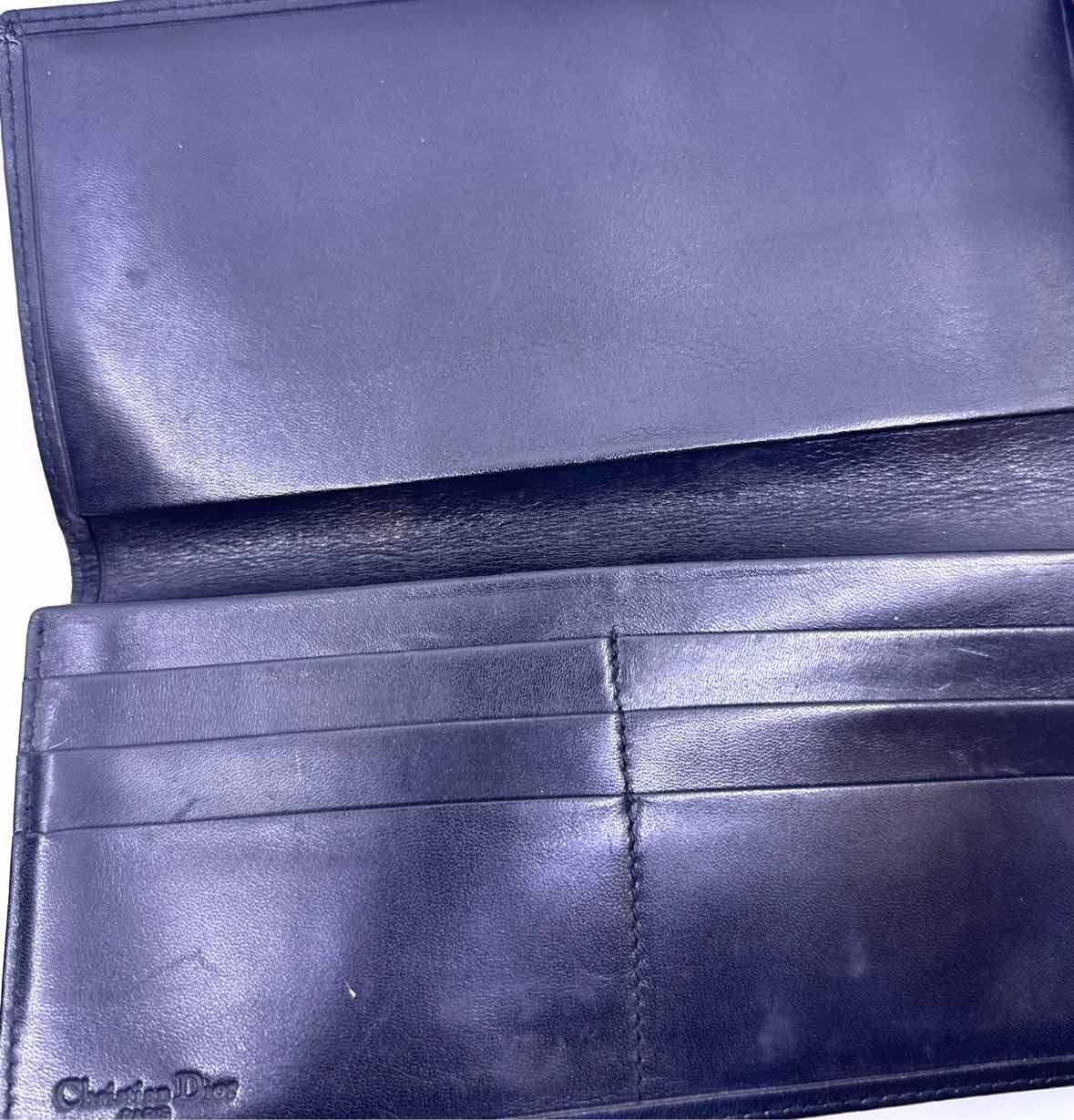 CHRISTIAN DIOR Black Coated canvas Leather Monogram Wallet