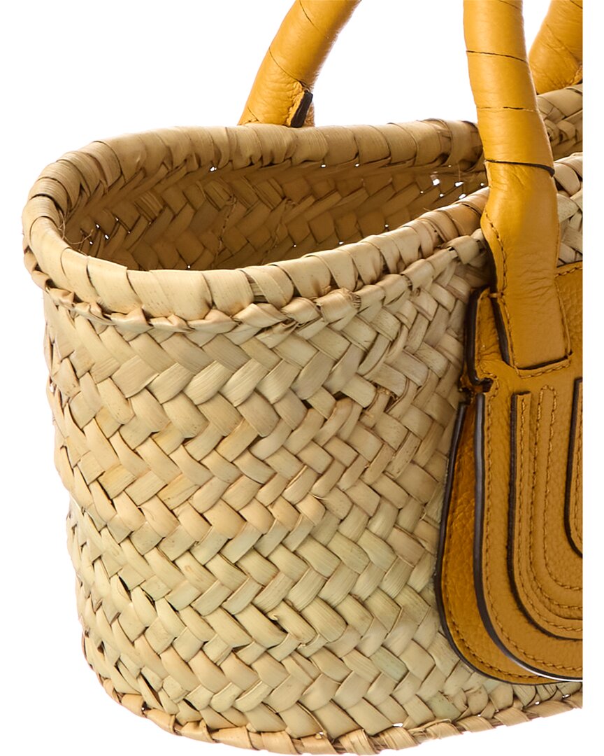 Chloe Marcie Mini Raffia & Leather Tote