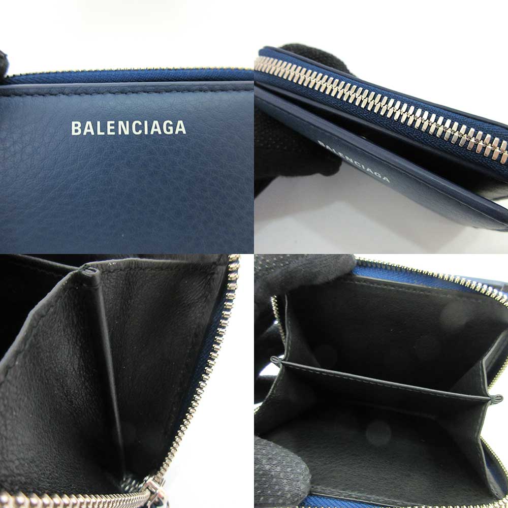 Balenciaga Leather Mini Wallet Blue