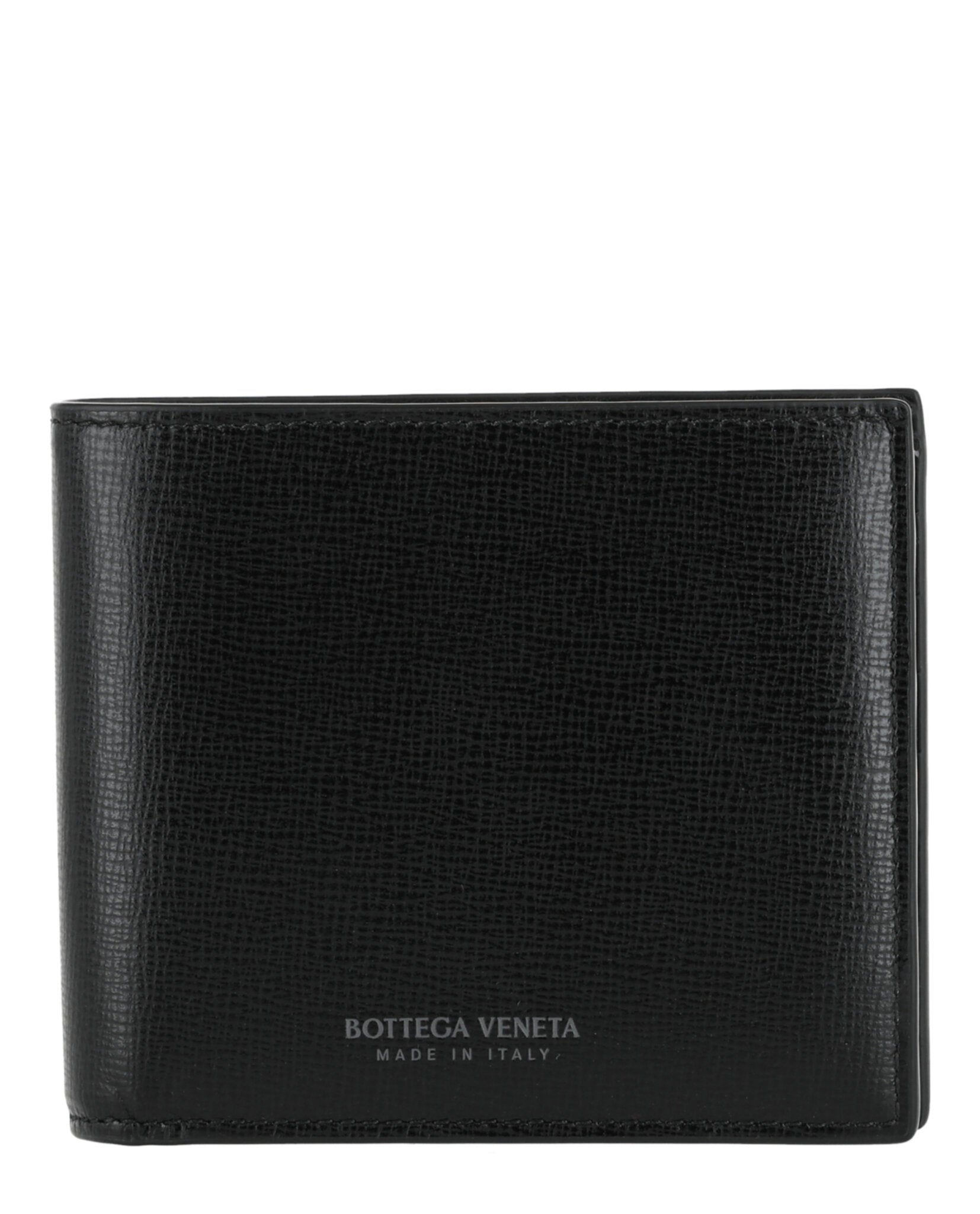 Bottega Veneta Mens Stamped Logo Bifold Wallet Black