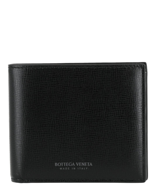 Bottega Veneta Mens Stamped Logo Bifold Wallet Black