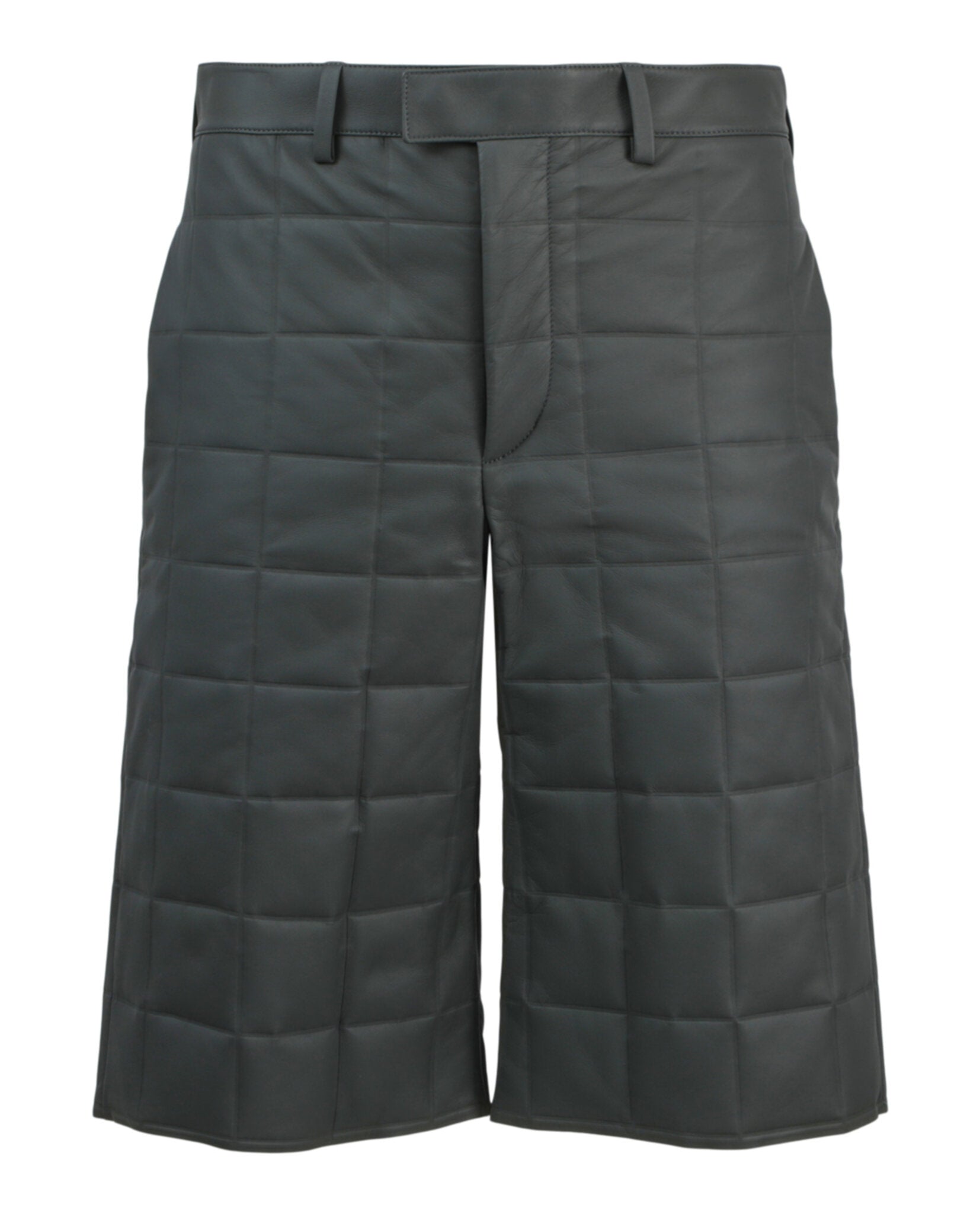 Bottega Veneta Mens Leather Quilted Puffer Shorts 46" Waist Pewter