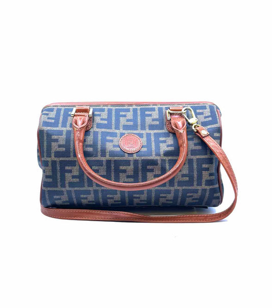 FENDI Brown, black Coated canvas Monogram Handbag