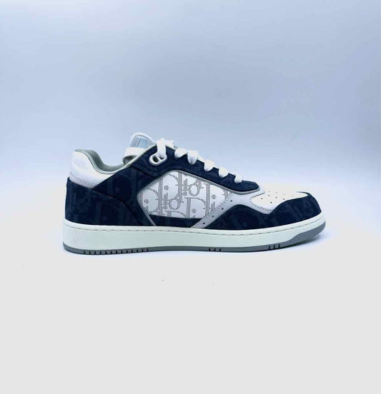 CHRISTIAN DIOR Size 9 Navy, White Leather Monogram Sneakers