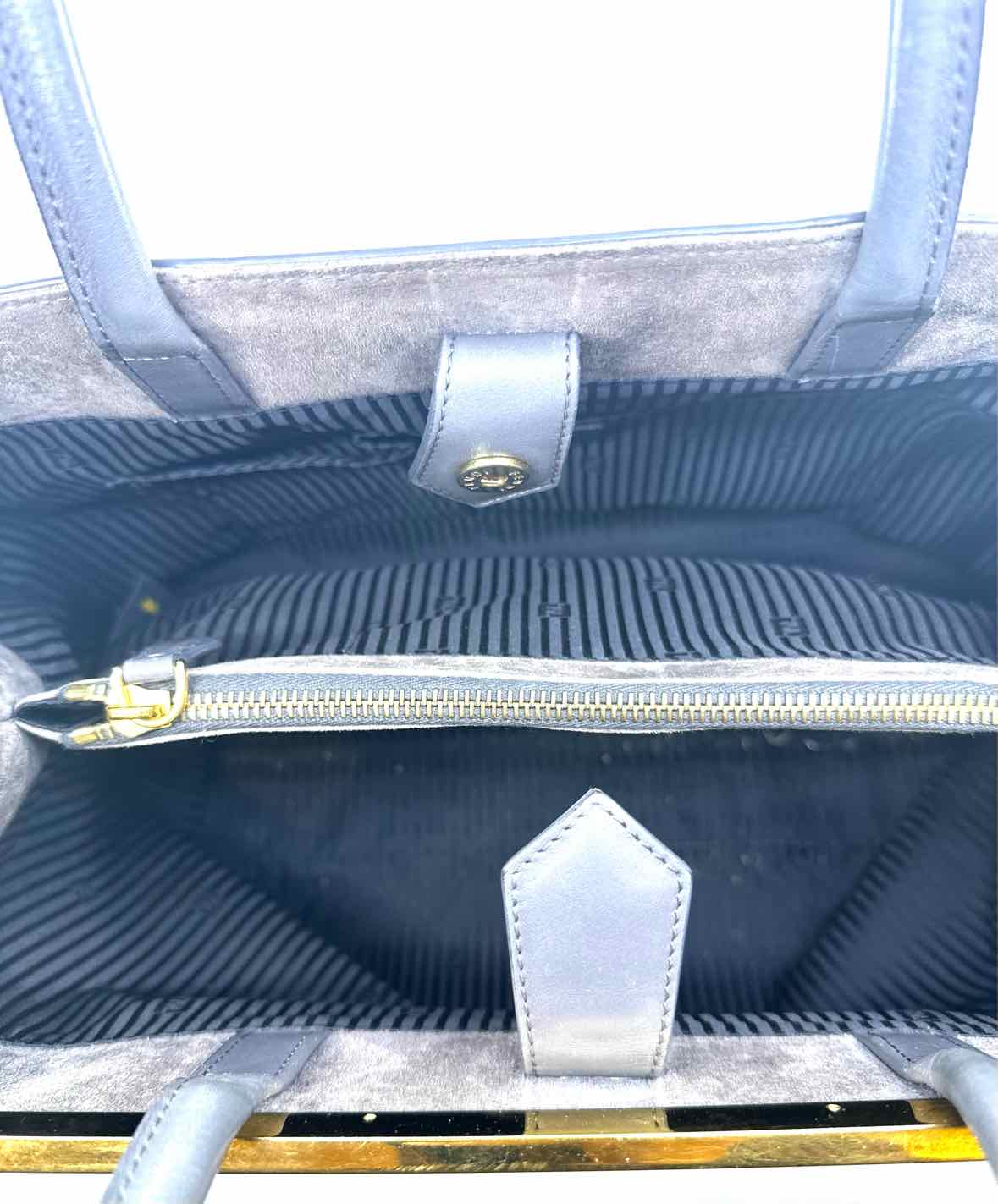 FENDI Maroon, Grey Leather Geometric Handbag