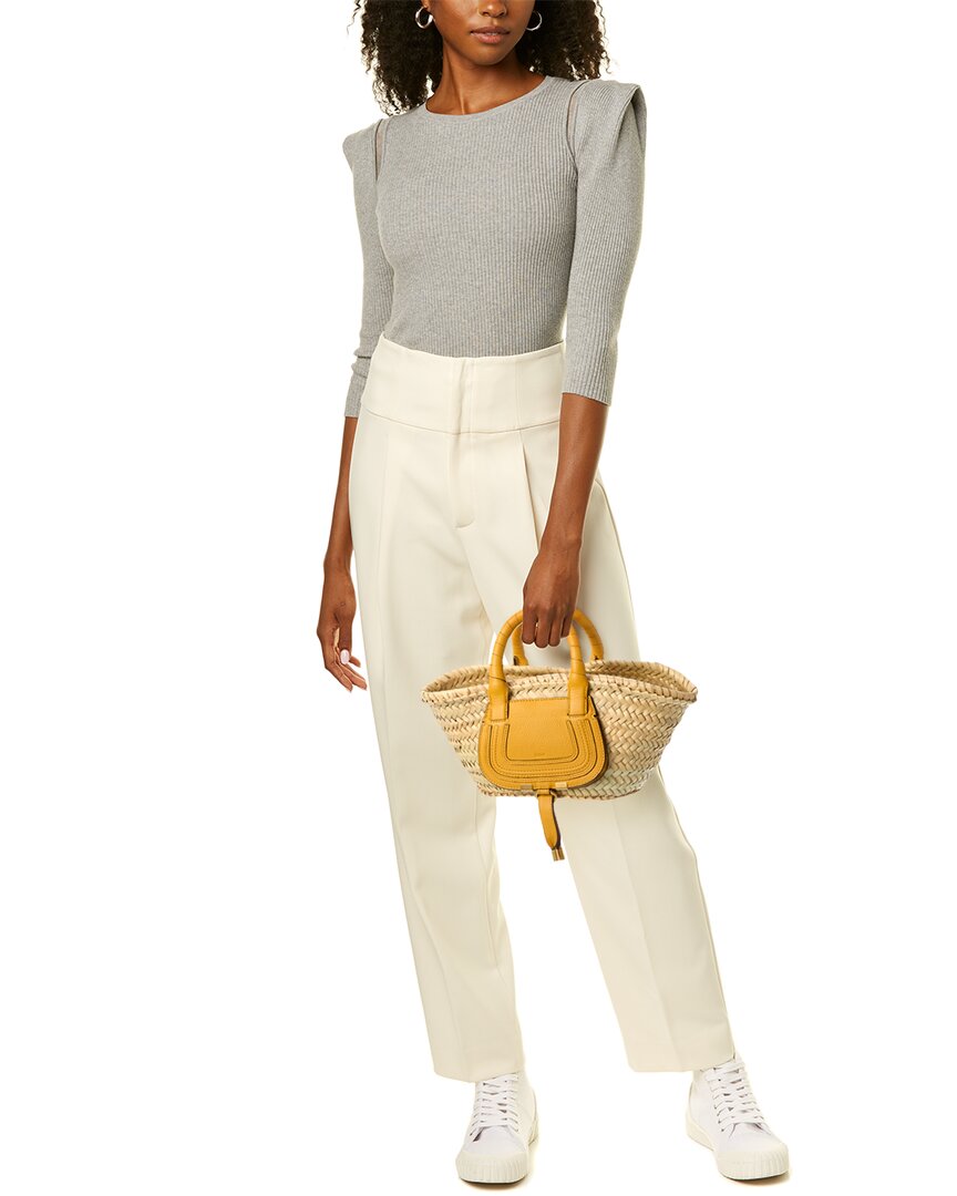 Chloe Marcie Mini Raffia & Leather Tote