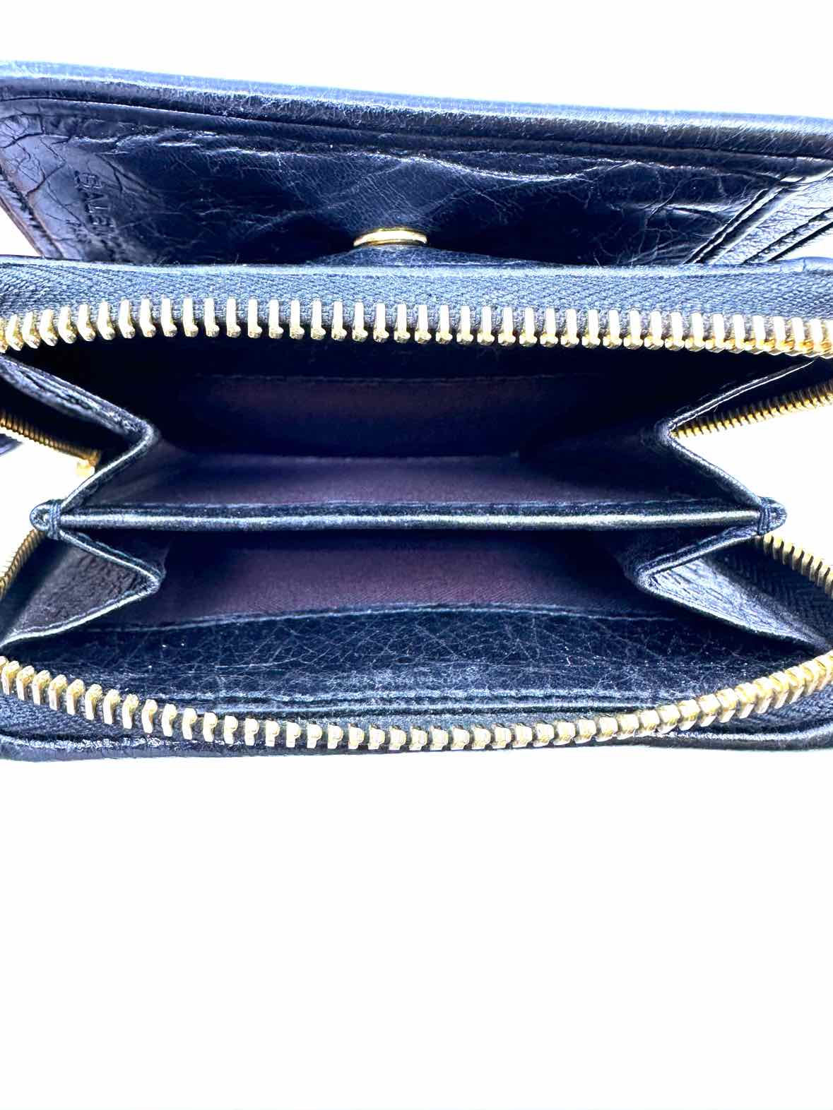 BALENCIAGA Black Leather Solid Wallet