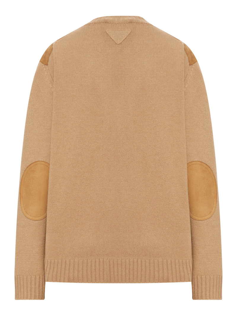 Prada Women Wool And Cashmere Sweater With Suede Inserts
