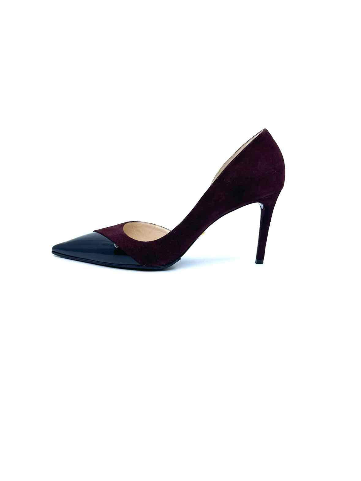 PRADA Size 9 Maroon, Black Suede Pumps