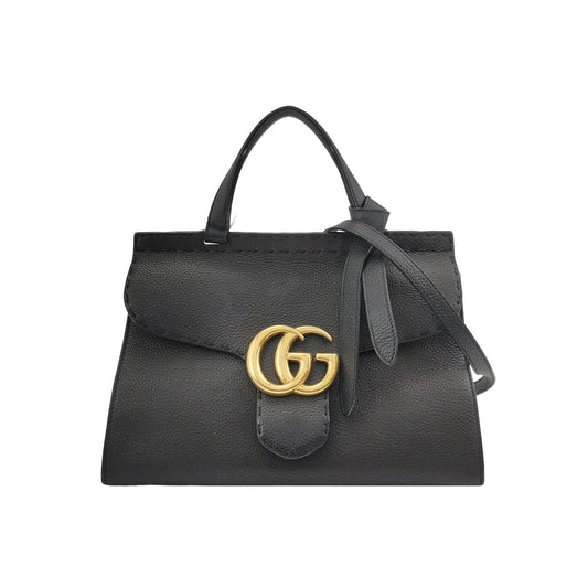 Preloved Gucci GG Marmont Small Leather Solid GG Logo Flap Crossbody Bag 250527781210776
