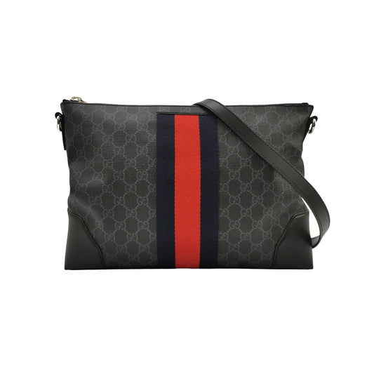 Preloved Gucci Leather and Canvas GG Print Crossbody Bag 250421781158994