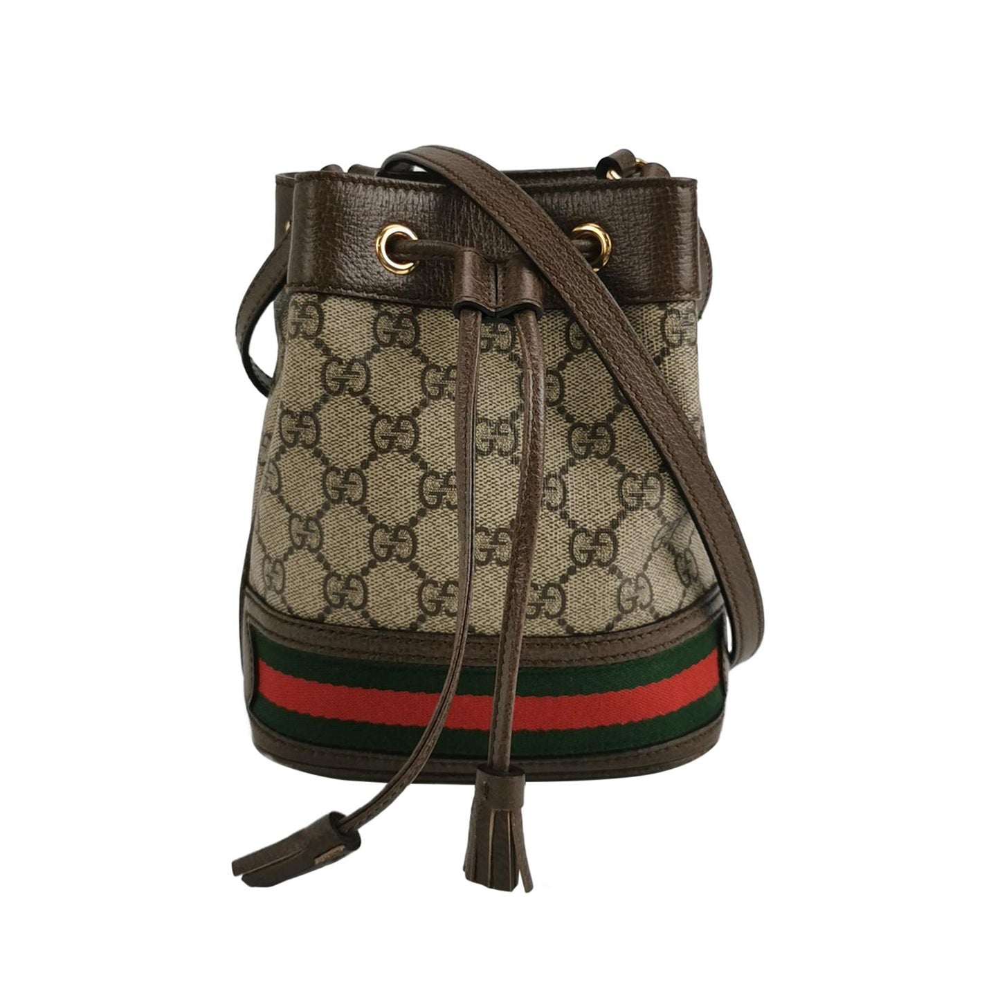 Preloved Gucci Ophidia Mini Leather Canvas GG Bucket Crossbody Bag 250420781157579